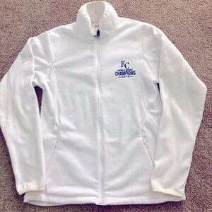 Antigua White KC Royals Embroidered Lightweight Fleece Zip Up Sweater Jacket S